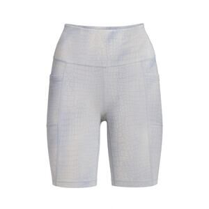 90 Degree by Reflex High Rise Bike Shorts Gray Blue Croc Print Pockets Size M